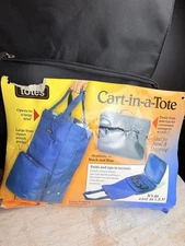 TOTES Cart-in-a-tote Large Wheeled Bag Shopping Travel Black Collapsible