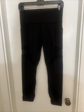 Women s Members Mark Compression Ankle Leggings Mesh Detail Size M Black NEW