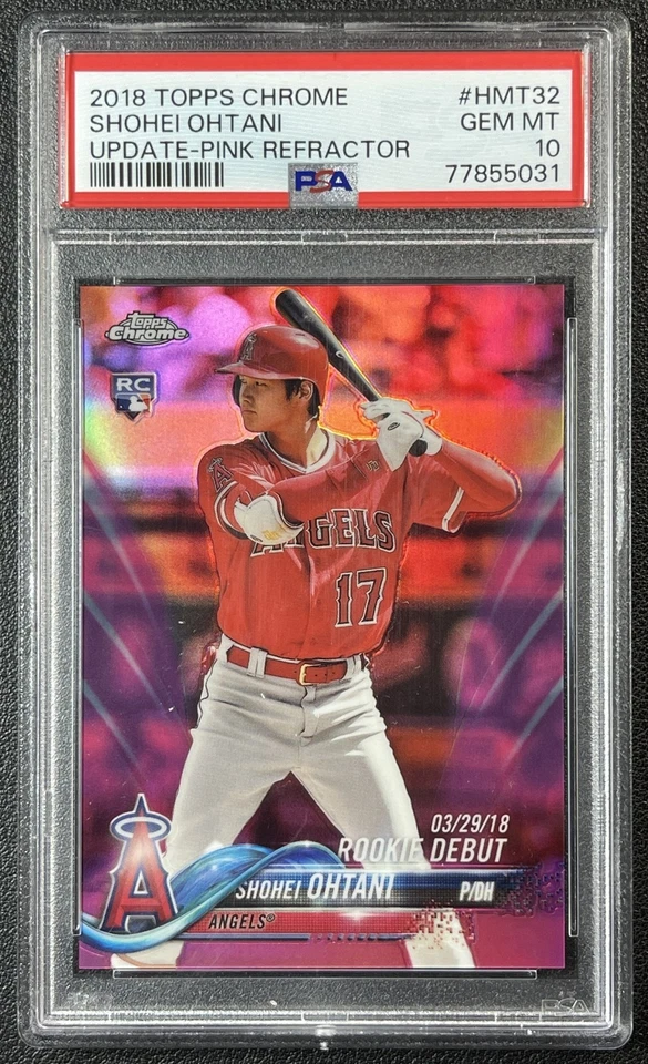 SHOHEI OHTANI PSA 10 2018 TOPPS ATUALIZAÇÃO CROMADA REBATENDO REFRATOR ROSA NOVATO CONTROLE REMOTO