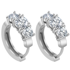 Women Girl 925 Silver Plated Round CZ Huggie Hoop Snap Earrings 12mm Gift E8