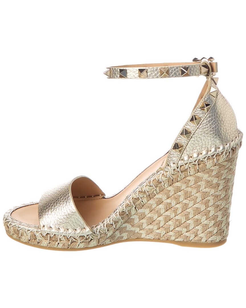 Valentino Rockstud 100 Grainy Leather Wedge Sandal Women's thumbnail 2