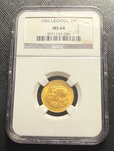Liechtenstein 1956 Gold 25 Franken NGC MS64