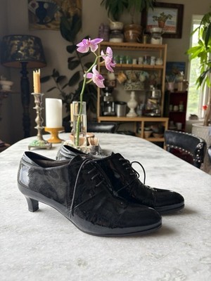Jill Sander Black Patent Leather Lace Up Pumps