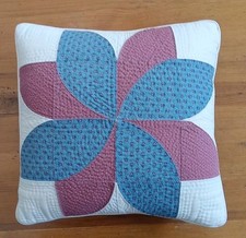 Vintage 8 Point Star Hand Quilt Pillow Red White Blue Exceptional Lined Full Zip
