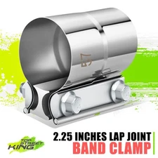 2.25" Polished Stainless Steel Lap Joint Exhaust Clamps Muffler Sleeve Coupler