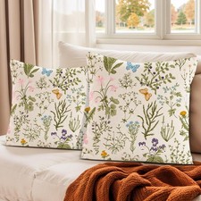 Throw Pillow Cases 45x45, 2Pcs Cushion Case Covers, Linen Cushion Covers Sage G