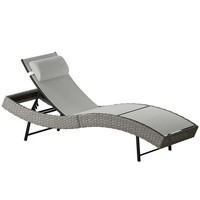 Poly Rattan Sonnenliege S-FöRmig Gartenliege Mit 5-Fach Verstellbare RüCkenlehne