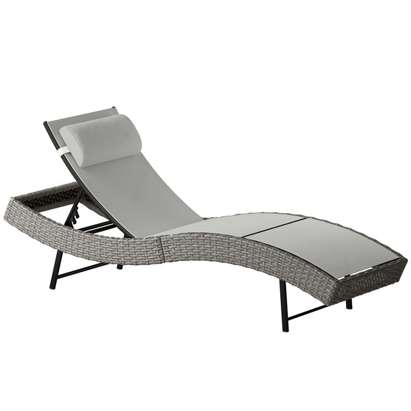 Poly Rattan Sonnenliege S-FöRmig Gartenliege Mit 5-Fach Verstellbare RüCkenlehne-image