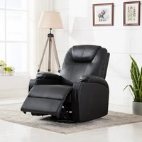 Massage-Schaukelsessel Schwarz Kunstleder Relaxsessel Massagesessel