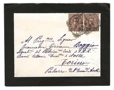 1890 Regno d'Italia - 20 c. su 30 c. Umberto I soprastampati coppia su busta