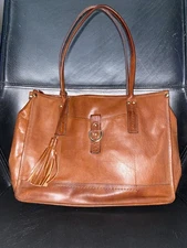 Diba True Purse Brown Leather Shoulder Bag Large City Tote