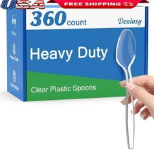 Disposable Plastic Spoons Bulk 360 Count Heavy Duty Heat Resistant Utensils New