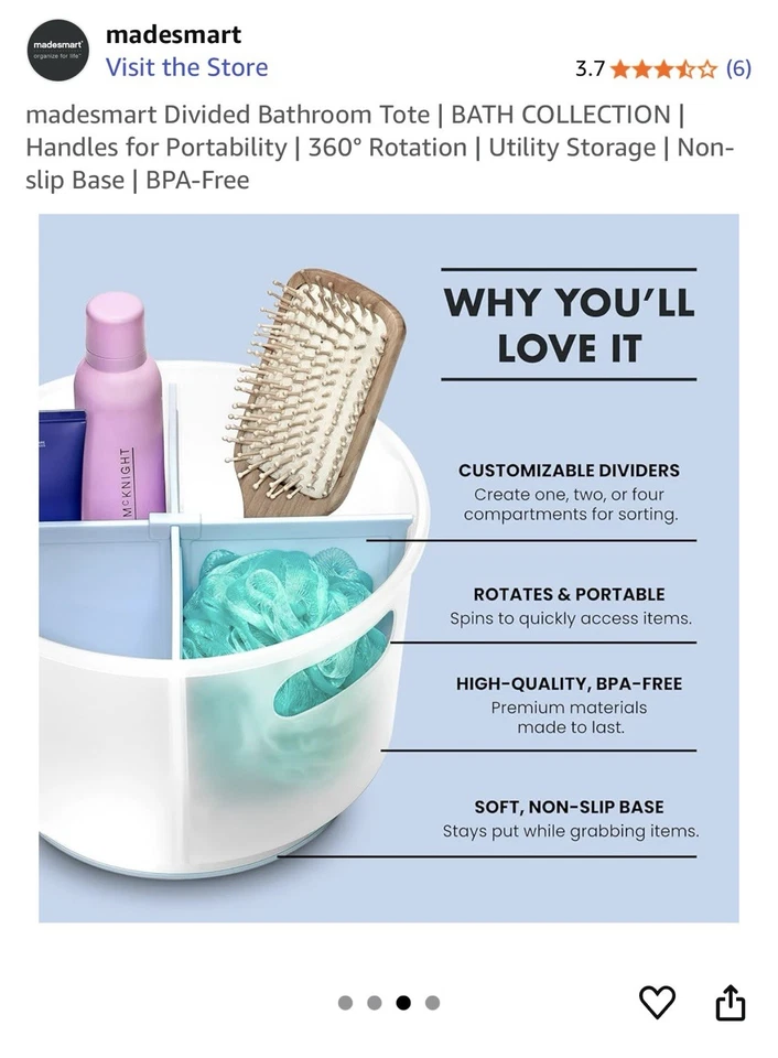 Pack de 3 Bolsos de Baño Divididos Madesmart | COLECCIÓN BAÑO Rotación 360° Foto 4 de 4