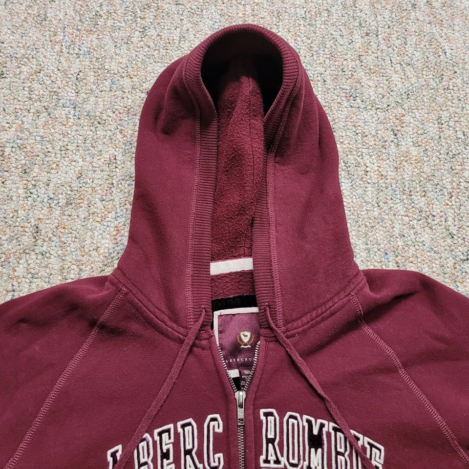 Abercrombie & Fitch Sudadera Mujer XL Granate Media Cremallera Sudadera con Capucha Pullover Logo Foto 2 de 4