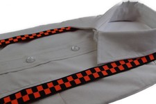 Boys Adjustable Orange  Black Checkered Patterned Suspenders