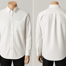 Chaps Men’s White Performance Stretch Dress Shirt 17 L 34/35 Slim Fit Long Sleev