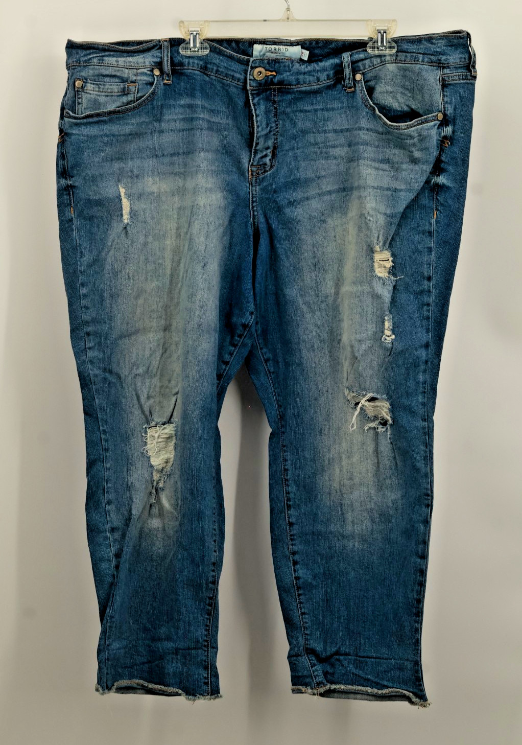 Size 26 Plus Distressed Ripped Stretch Blue