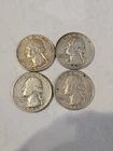 $1 face value Lot of 4 WASHINGTON 90% SILVER QUARTERS - $1.00 face value