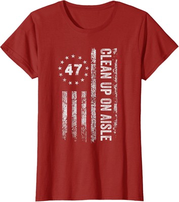Retro American Flag Clean Up On Aisle 47 Impeach Ladies' Crewneck T-Shirt