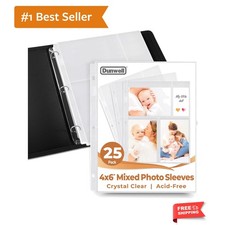 Photo Sleeves for 3-Ring Binder, 4x6 Mixed Format, 25 Pack for 150 Pictures, ...