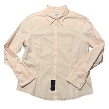 Brooks Brothers Womens 16 Fitted Non-Iron All Cotton Button Down Shirt Pink NWT