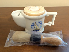 World Showcase Gift Collection Stoneware Shaving Mug Set Includes Soap Brush