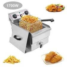 1700W Electric Deep Fryer 12L Commercial Stainless Steel Basket Catering Home