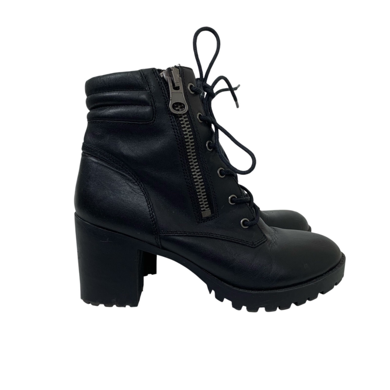 Steve Madden Noodless Y2K Inspired Chunky Heel Combat Boots Black - Size 8.5