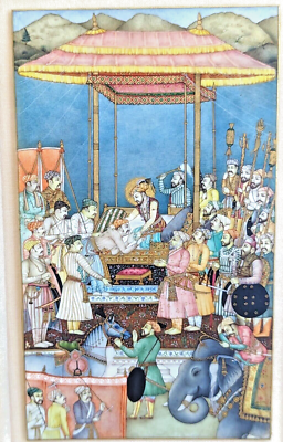#ad Indian Mughal Miniature Painting Submission Rana Amar Singh to Prince Khurram $695.00
