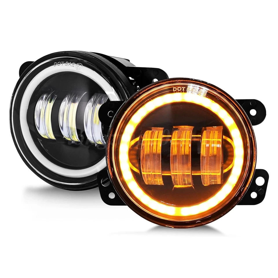 For Hummer H2 H3 H3T 06-10 7" LED Headlights 4" Fog Lights Combo Halo Angel Eyes - Image 4 of 4