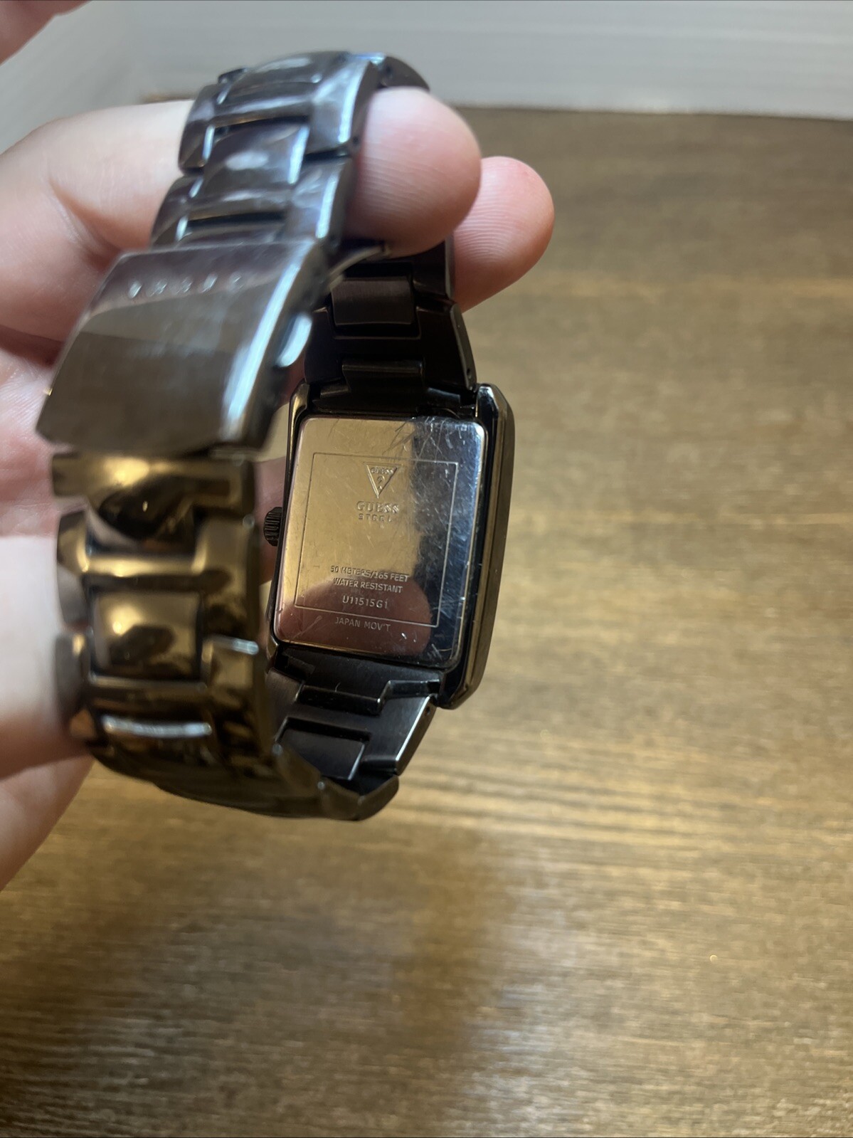 GUESS Men's Classic Chrome Rectangular Diamond Ac… - image 8