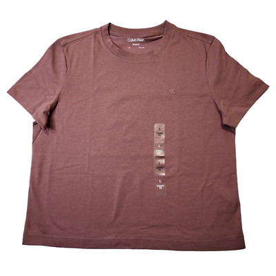 Calvin Klein Womens Top Classic Fit Short Sleeve Embroidery CK Logo Size Large