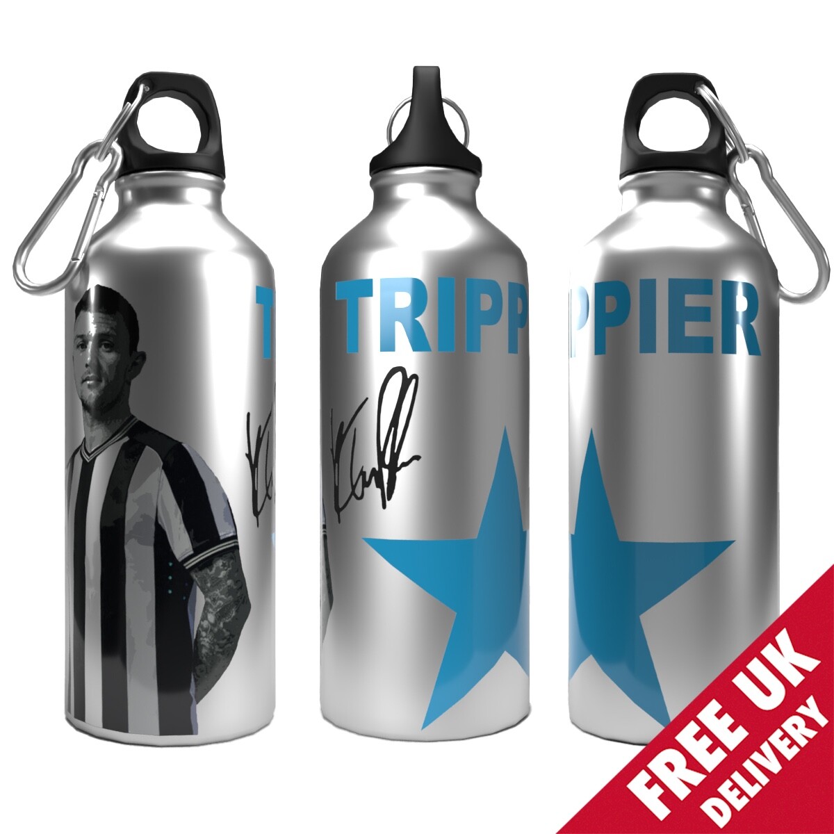 Newcastle Water Bottle Trippier 750ml 2-Lid Aluminium Silver