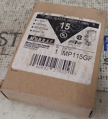 #ad NEW MURRAY Circuit Breaker MP115GF 1 Pole 15A 10kA @ 120VAC GFI Plug in $66.00