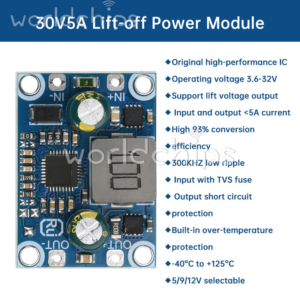 DC-DC Buck-Boost Module 3.6-32V to 5V9V12V 5A Output Low Ripple