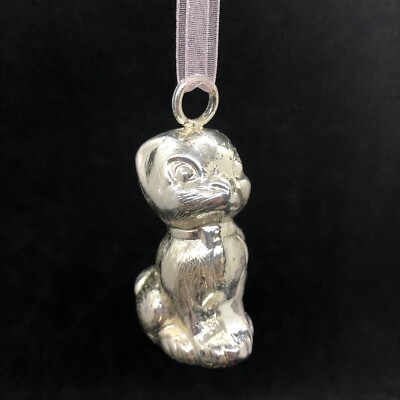 Christmas Cat Ornament Silver-Plate Kitten 3D