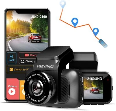 REXING V5 Dash Cam Premium 4K Modular Capabilities 3840x2160@30fps UHD WiFi GPS