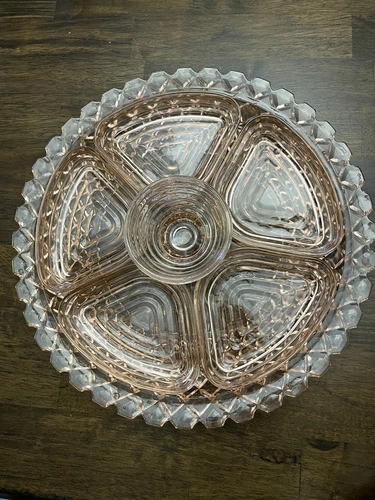 Vintage LAZY SUSAN Anchor Hocking Manhattan Ribbed Glass Dishes