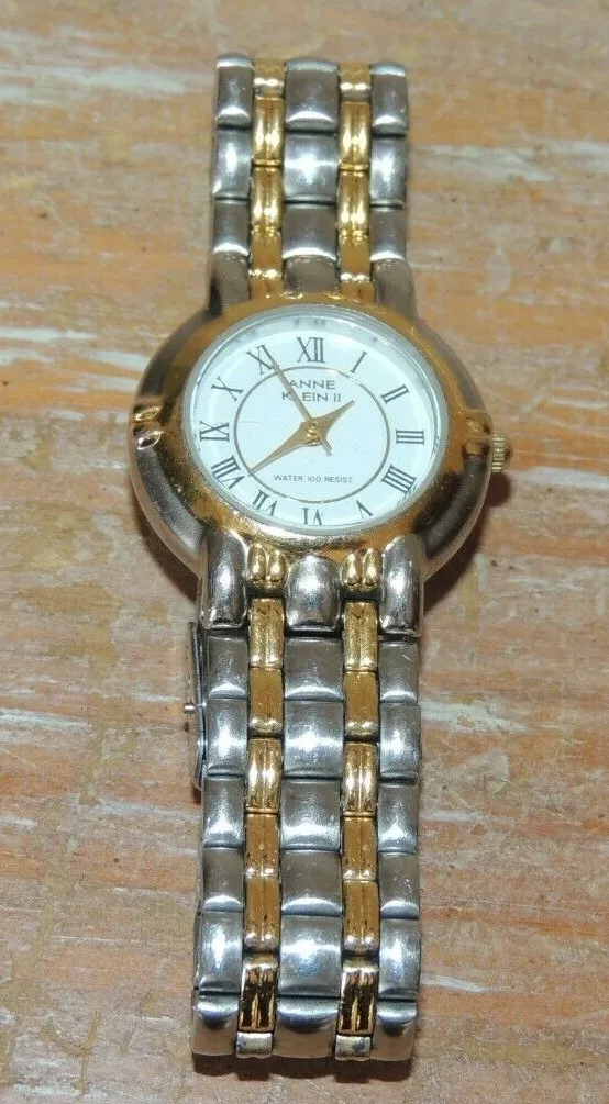 L K Anne Klein II Ladies White Dial Two Tone Steel Bracelet Watch 10 2399 2401