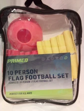 Primed 10 Person Flag Football Set - Orange Cones Red and Yellow Flags Belts NEW