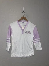 1980s Women's Le Riche Ski Big Sky MT Montana White Long Mid Sleeve Shirt Top Wo