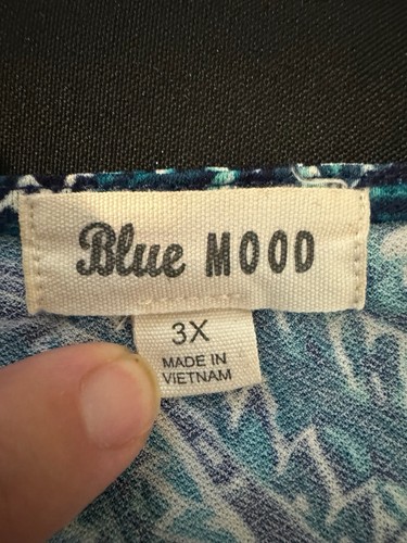 Blue Mood Woman's Paisley Teal Blouse/Top Zipper Front- Size 3XL - Picture 3 of 6