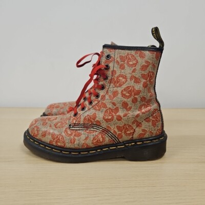 Dr Martens Vintage England 1460 Rose Print Floral Leather Ankle Rare Boots Uk 4