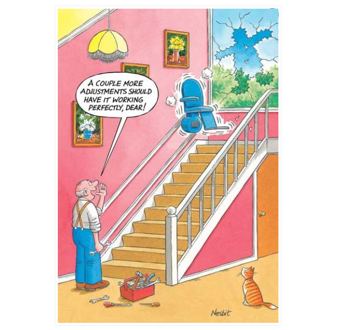 Birthday Card Funny Old People Grandma Granddad Stairlift Stair lift DIY.