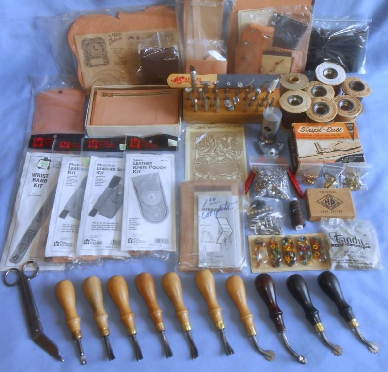 Lot Vintage Leather Tools, 25+ Craftool Stamps, Edgers, Craft Kits
