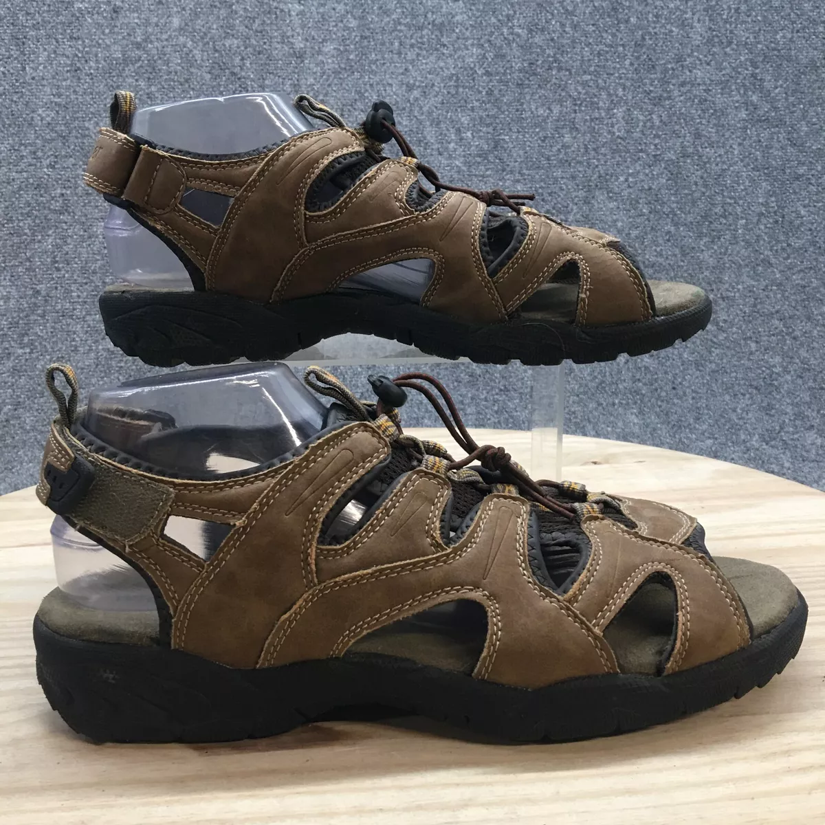 Wrangler Sandals Mens 11 Jervis Slip On Brown Faux Leather Outdoor Hook Loop