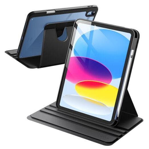 Rotating Protective Case for iPad 10 (10.9-Inch 2022) in Black