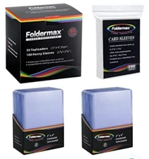Foldermax 3X4 Toploaders 1 Pack of 50 Plastic Holders plus 100 Sleeves 