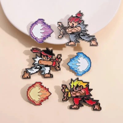 Set 6 Spillette Smalto Street Fighter Retro - Ken, Ryu, Akuma - Regalo Gamer