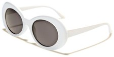 NEW 50'S 60'S RETRO ROUND WOMEN'S WHITE FRAME BLACK LENS SUNGLASSES UV400 P6279